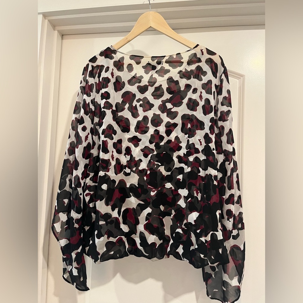 Chic Leopard Print Sheer Blouse with camisole